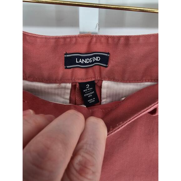 Lands' End Women's Pink Belt Loop Pockets Mid Rise Straight Leg Pant Size 2 - Picture 3 of 4